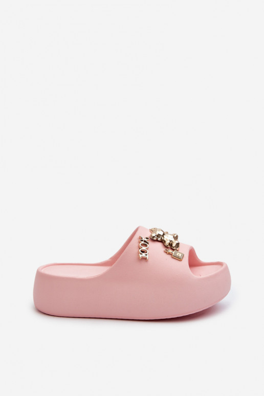 Moteriškos šlepetės   su gražiomis detalėmis rožinės spalvos Orchia