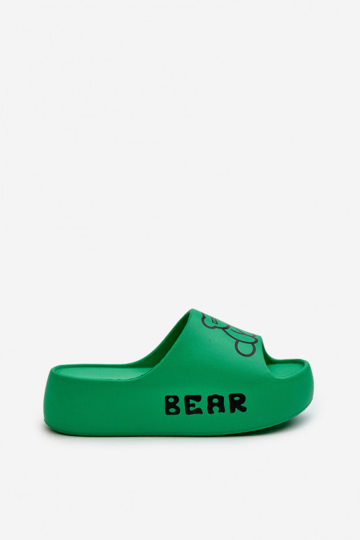  Moteriškos šlepetės su madingais masyviais padais  žalios spalvos Lamira