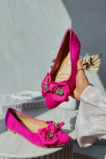 Eko Zomšinės balerinos su kaspinais I Broszką rožinės spalvos Satris 2