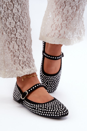 Eko Zomšinės balerinos Ozdobione  Juodos spalvos Tinara