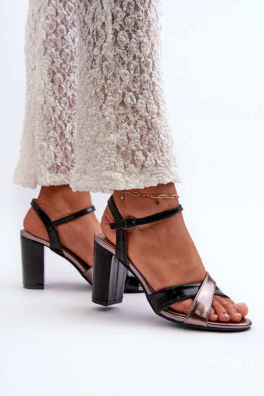 Eko   Elegantiškos aukštakulnės basutės  Juodos spalvos Abilica