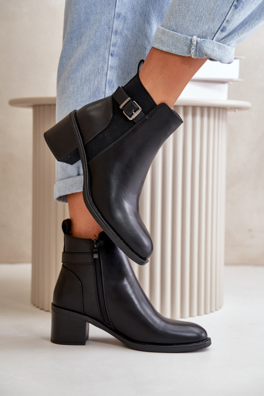 Moteriški aulinukai pašiltinti su kulniukais su sagtimis Juodos spalvos Nevillira