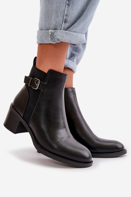 Moteriški aulinukai pašiltinti su kulniukais su sagtimis Juodos spalvos Nevillira