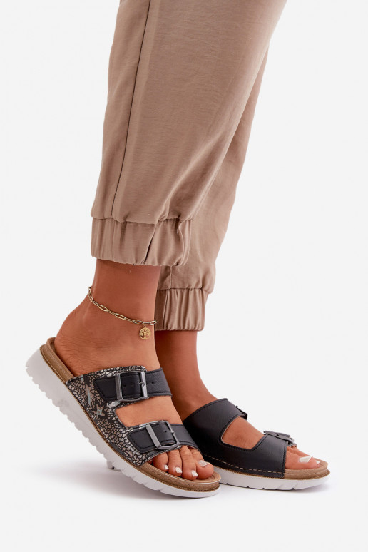  Patogios šlepetės su sagtimis Inblu CN000033 tamsiai mėlynos spalvos