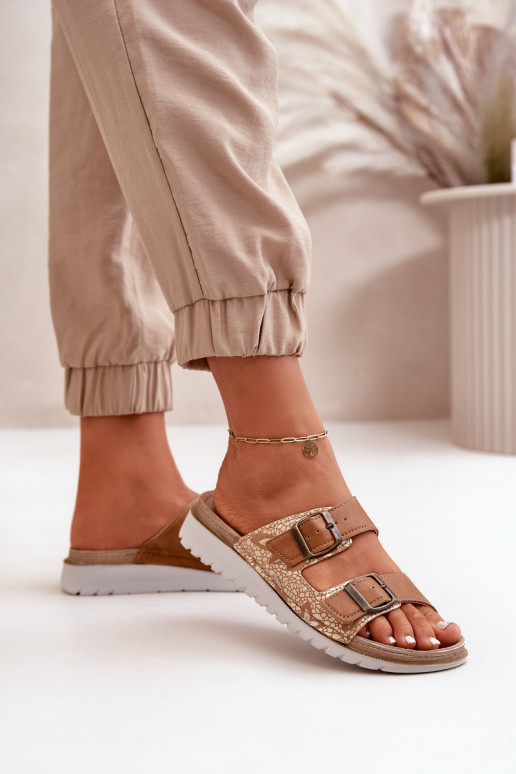  Patogios šlepetės su sagtimis Inblu CN000033 rudos spalvos