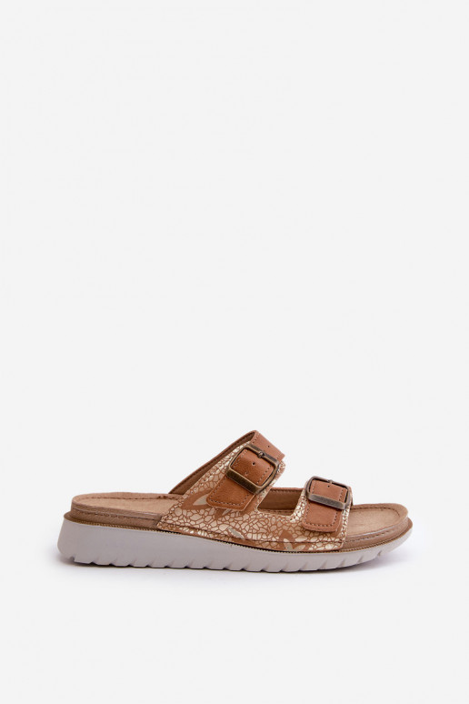  Patogios šlepetės su sagtimis Inblu CN000033 rudos spalvos