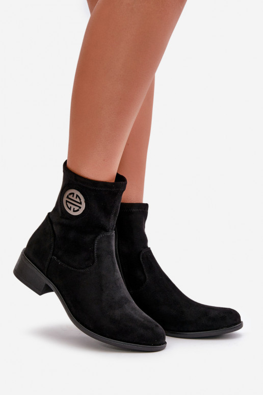 Moteriški aulinukai Užsegamos   Detalem iš eko zomšosowe Juodos spalvos Lerioria