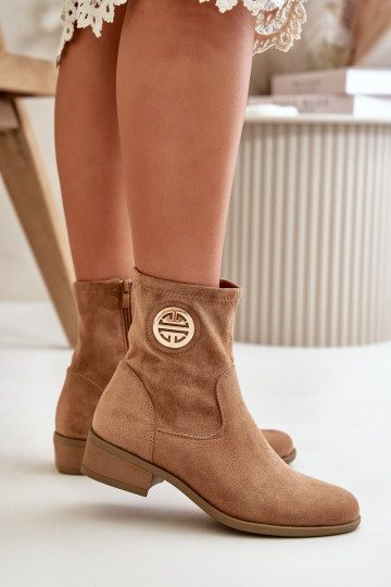 Moteriški aulinukai Užsegamos   Detalem iš eko zomšosowe smėlio spalvos Lerioria 2