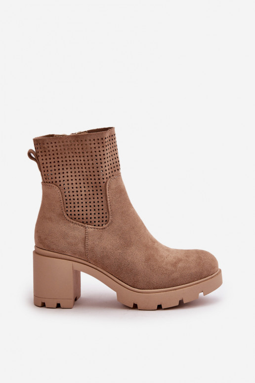 Moteriški aulinukai Užsegamos  iš eko zomšosowe smėlio spalvos Rashmi