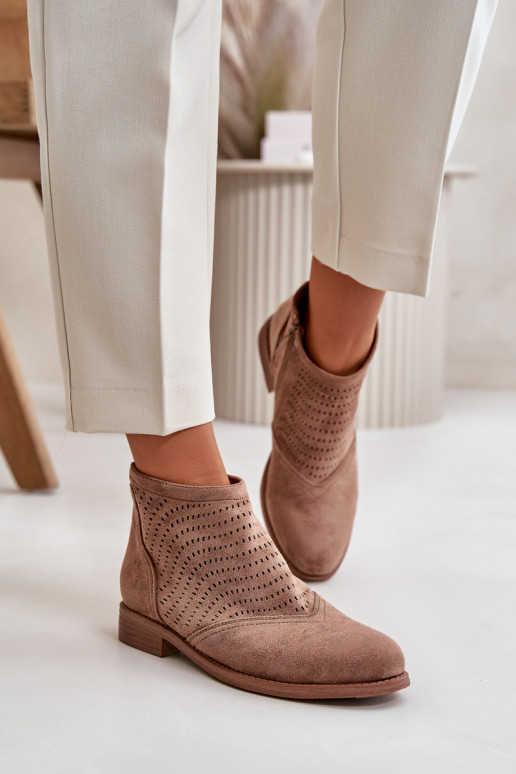 Moteriški aulinukai su plačiais kulniukais su aužūro elementais rudos spalvos S.Barski HY42-076