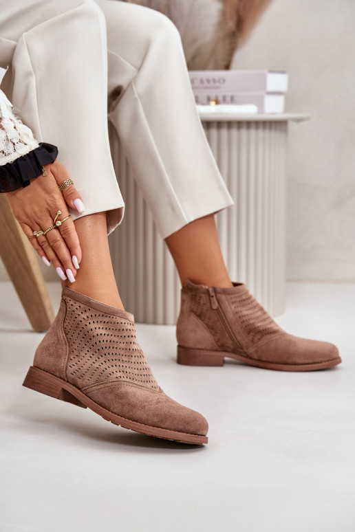 Moteriški aulinukai su plačiais kulniukais su aužūro elementais rudos spalvos S.Barski HY42-076