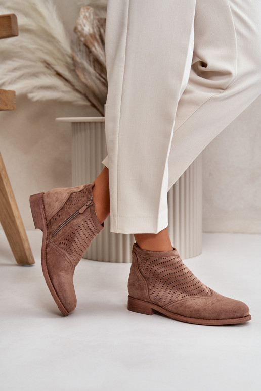 Moteriški aulinukai su plačiais kulniukais su aužūro elementais rudos spalvos S.Barski HY42-076