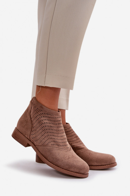 Moteriški aulinukai su plačiais kulniukais su aužūro elementais rudos spalvos S.Barski HY42-076