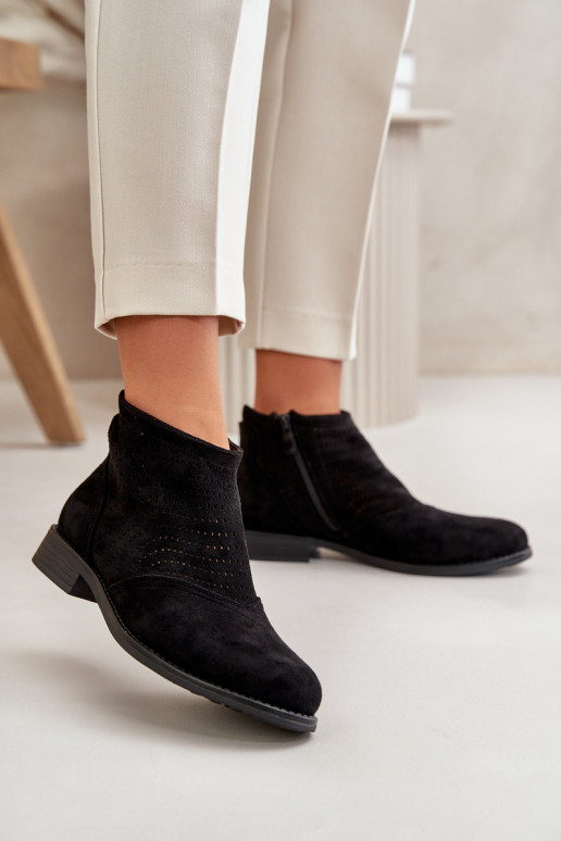 Moteriški aulinukai su plačiais kulniukais su aužūro elementais Juodos spalvos S.Barski HY42-076