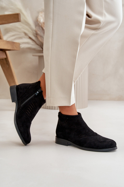 Moteriški aulinukai su plačiais kulniukais su aužūro elementais Juodos spalvos S.Barski HY42-076