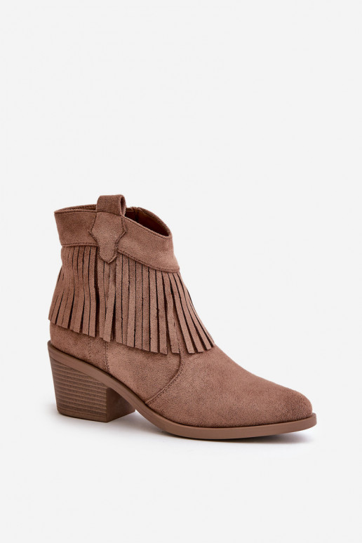 kaubojiško stiliaus aulinukai   iš eko zomšosowe rudos spalvos S.Barski HY42-127