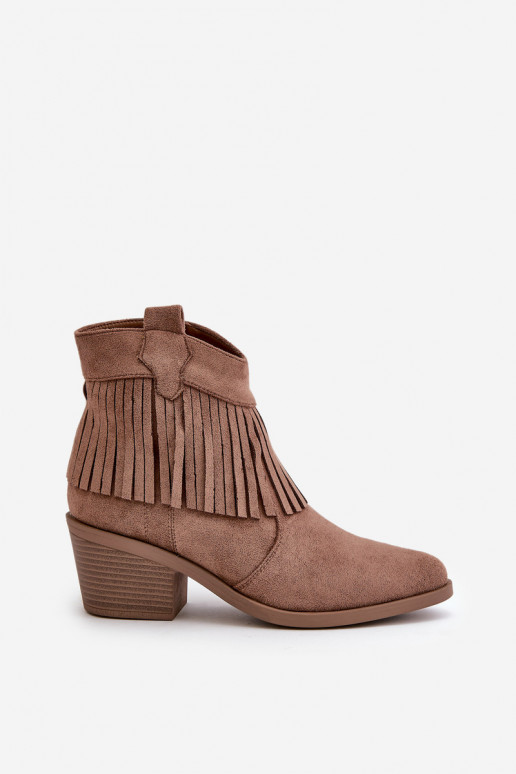 kaubojiško stiliaus aulinukai   iš eko zomšosowe rudos spalvos S.Barski HY42-127