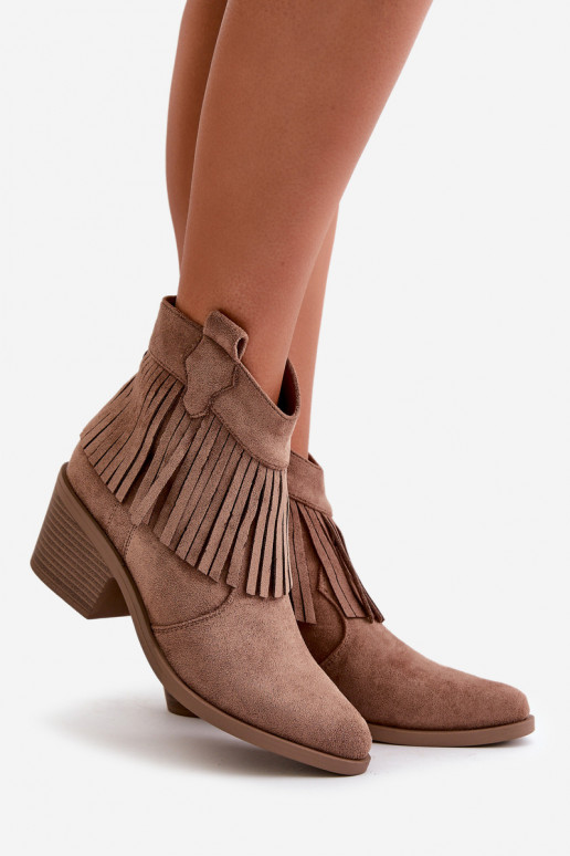 kaubojiško stiliaus aulinukai   iš eko zomšosowe rudos spalvos S.Barski HY42-127