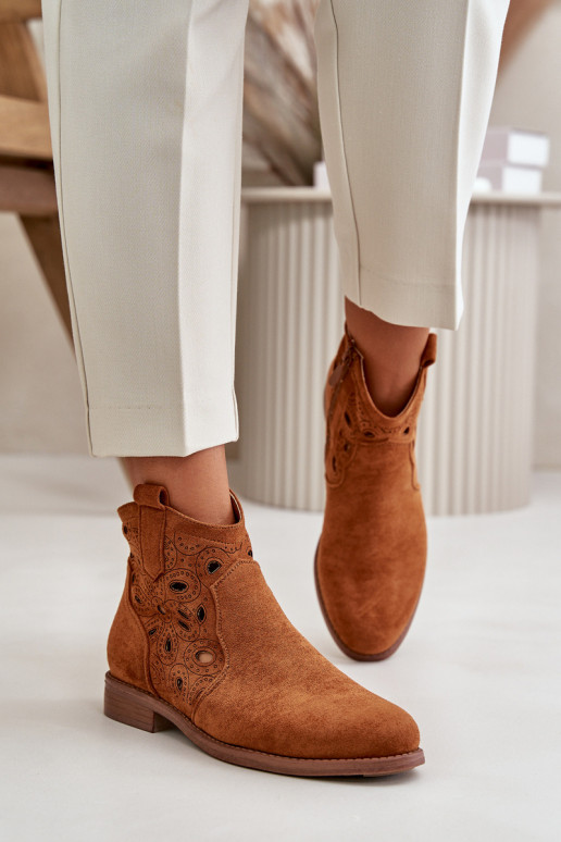 Moteriški aulinukai su aužūro elementais  rudos spalvos S.Barski HY42-081