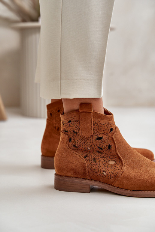 Moteriški aulinukai su aužūro elementais  rudos spalvos S.Barski HY42-081