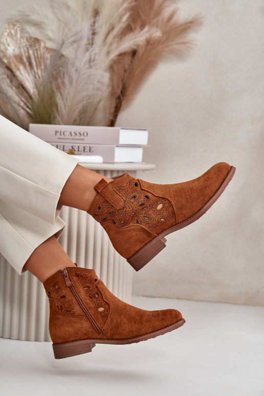 Moteriški aulinukai su aužūro elementais  rudos spalvos S.Barski HY42-081