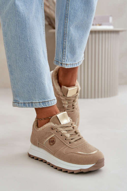 sportiniai bateliai  pašiltinti su kailiuku viduje su platforma chaki spalvos Lerisas sportiniai bateliai  pašiltinti su kailiuku viduje su platforma chaki spalvos Lerisas