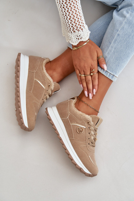 sportiniai bateliai  pašiltinti su kailiuku viduje su platforma chaki spalvos Lerisas sportiniai bateliai  pašiltinti su kailiuku viduje su platforma chaki spalvos Lerisas