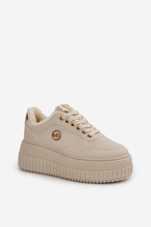 Sneakers modelio batai sportiniai bateliai Moteriškas pašiltinti su madingais masyviais padais smėlio spalvos Ardiela
