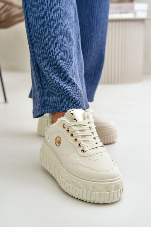 Sneakers modelio batai sportiniai bateliai Moteriškas pašiltinti su madingais masyviais padais smėlio spalvos Ardiela