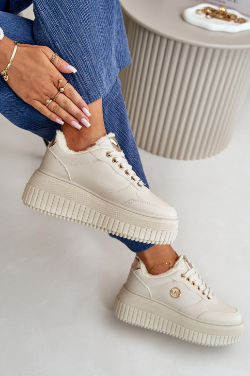  modelio batai sportiniai bateliai  pašiltinti su madingais masyviais padais smėlio spalvos Ardiela