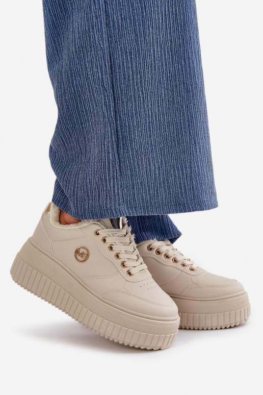  modelio batai sportiniai bateliai  pašiltinti su madingais masyviais padais smėlio spalvos Ardiela