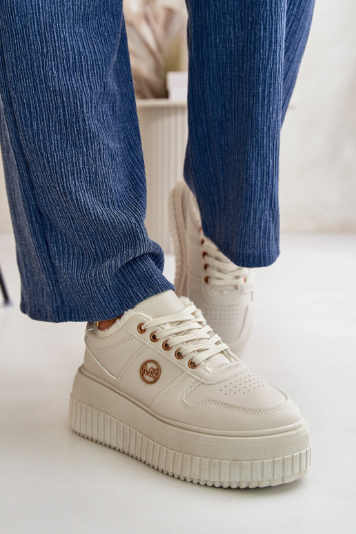  modelio batai sportiniai bateliai  pašiltinti su madingais masyviais padais smėlio spalvos Verissha