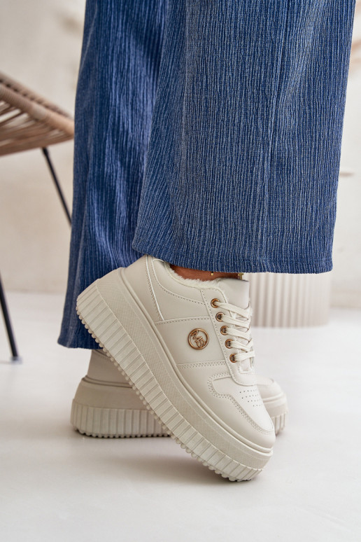  modelio batai sportiniai bateliai  pašiltinti su madingais masyviais padais smėlio spalvos Verissha