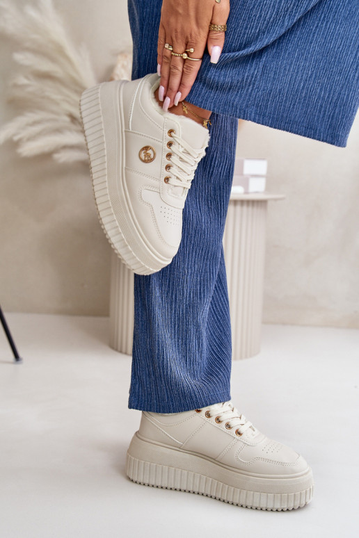  modelio batai sportiniai bateliai  pašiltinti su madingais masyviais padais smėlio spalvos Verissha