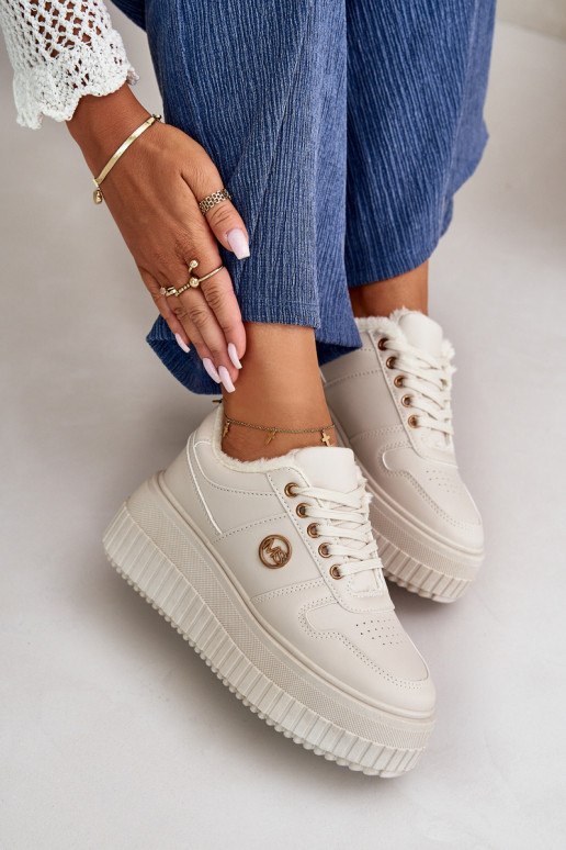  modelio batai sportiniai bateliai  pašiltinti su madingais masyviais padais smėlio spalvos Verissha