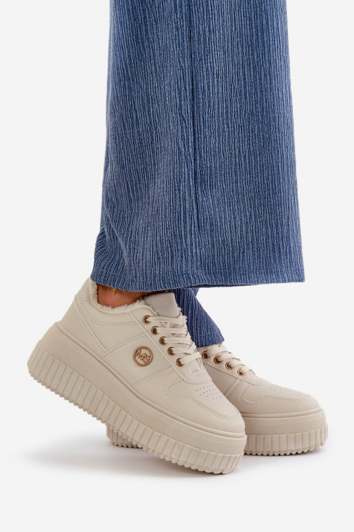  modelio batai sportiniai bateliai  pašiltinti su madingais masyviais padais smėlio spalvos Verissha