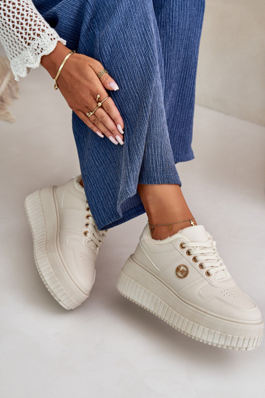  modelio batai sportiniai bateliai  pašiltinti su madingais masyviais padais smėlio spalvos Verissha