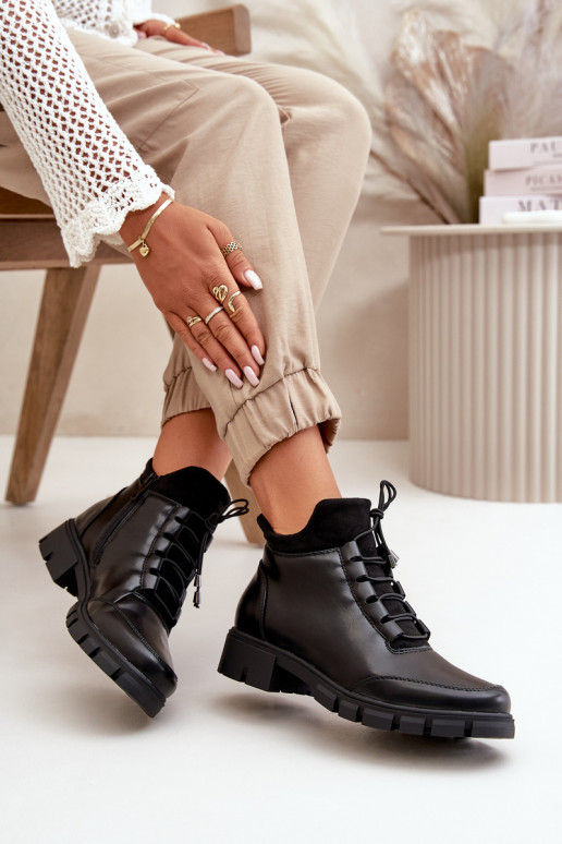 žemakulniai batai moterims pašiltinti iš eko odos Juodos spalvos Erisabelle