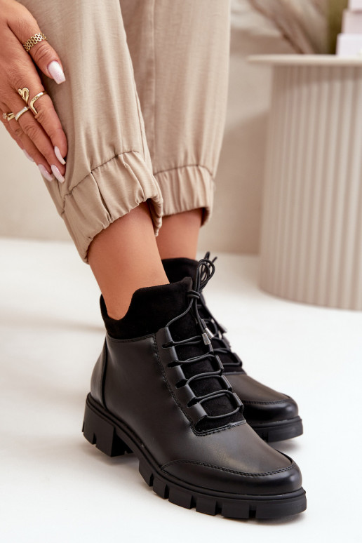 žemakulniai batai moterims pašiltinti iš eko odos Juodos spalvos Erisabelle