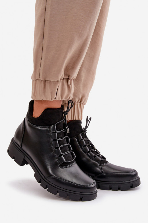 žemakulniai batai moterims pašiltinti iš eko odos Juodos spalvos Erisabelle