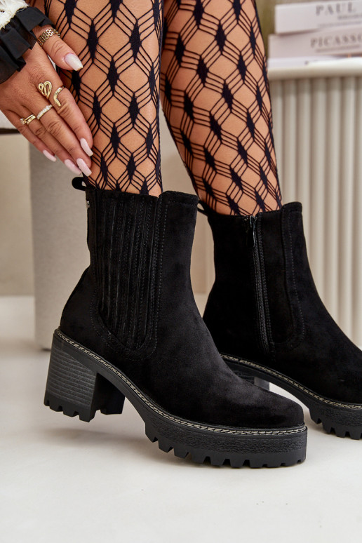 Moteriški aulinukai Z iš eko zomšosu pašiltinti Juodos spalvos Nevitas