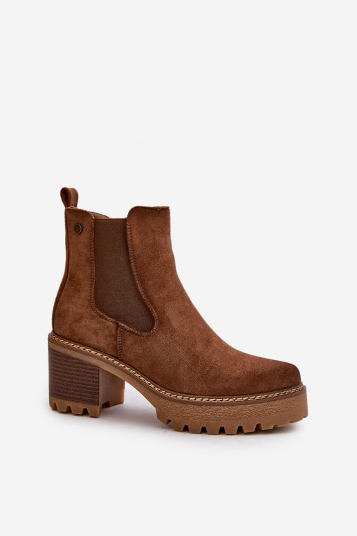 Moteriški aulinukai pašiltinti su kulniukais iš eko zomšosowe rudos spalvos Irissinae