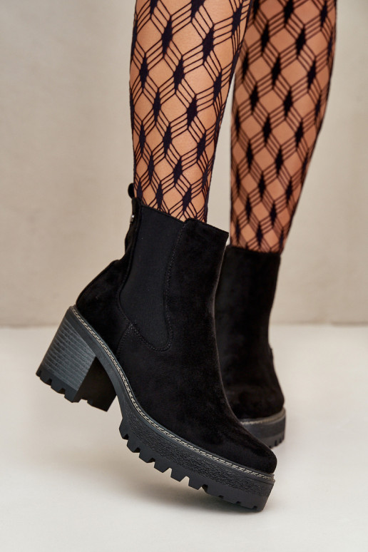 Moteriški aulinukai pašiltinti su kulniukais iš eko zomšosowe Juodos spalvos Irissinae