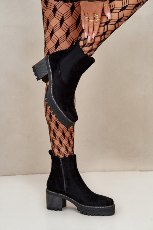 Moteriški aulinukai pašiltinti su kulniukais iš eko zomšosowe Juodos spalvos Irissinae