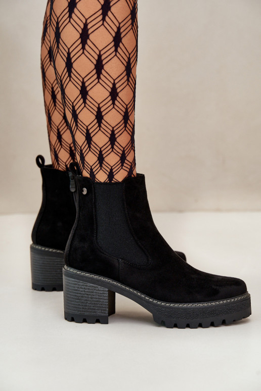 Moteriški aulinukai pašiltinti su kulniukais iš eko zomšosowe Juodos spalvos Irissinae