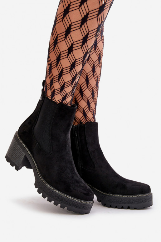 Moteriški aulinukai pašiltinti su kulniukais iš eko zomšosowe Juodos spalvos Irissinae