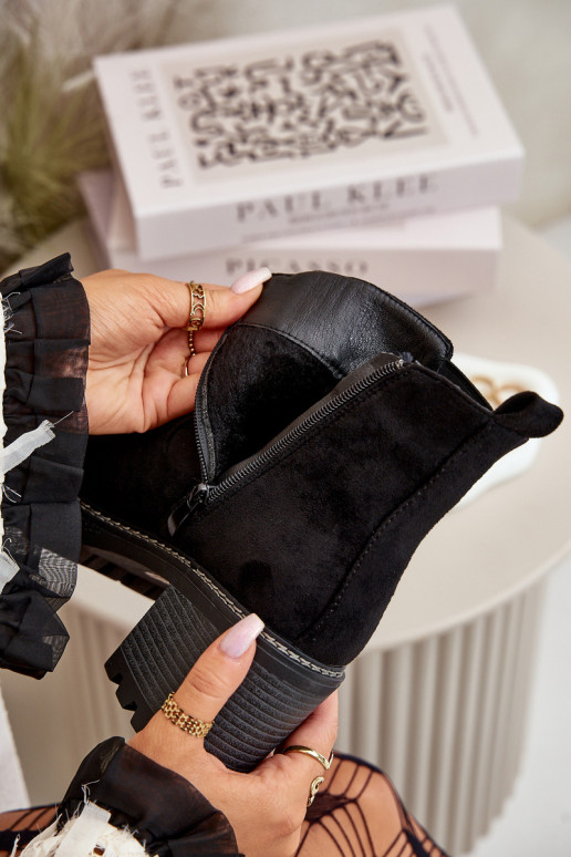 Moteriški aulinukai pašiltinti su kulniukais iš eko zomšosowe Juodos spalvos Irissinae