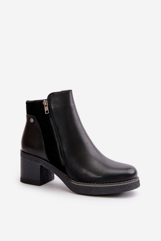 Moteriški aulinukai iš eko odos su kulniukais pašiltinti Juodos spalvos Revianna