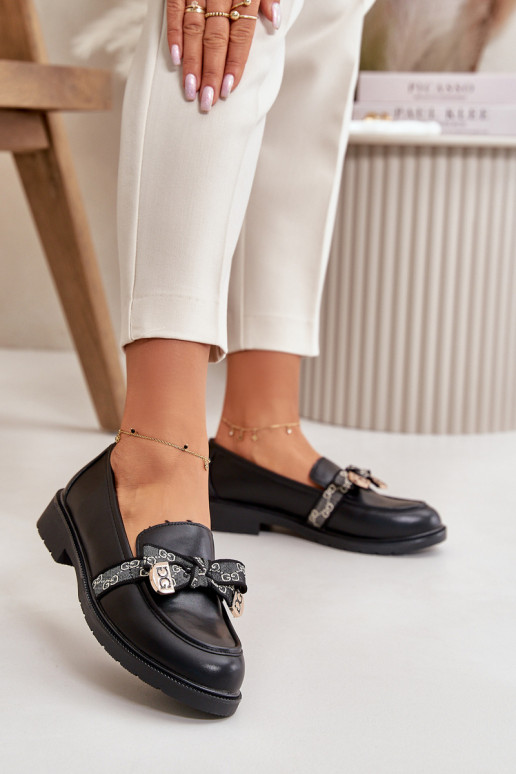  Mokasinai su kaspinais S.Barski HY42-331 Juodos spalvos