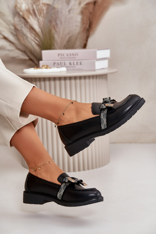  Mokasinai su kaspinais S.Barski HY42-331 Juodos spalvos